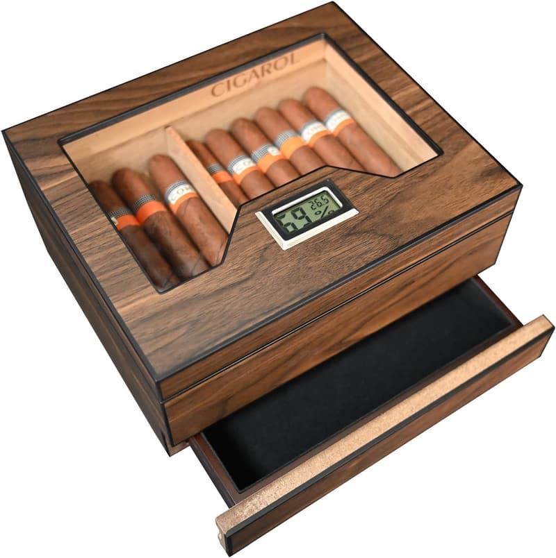 Zedernholz Humidor für 25-30 Zigarren mit Hygrometer, handgefertigt
