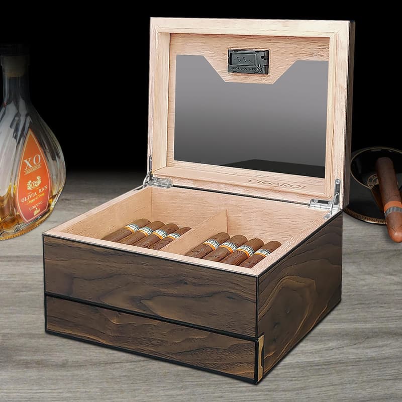 Zedernholz Humidor für 25-30 Zigarren mit Hygrometer, handgefertigt