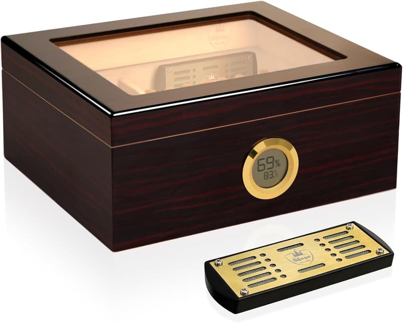 Handgefertigter Zigarren-Humidor aus spanischer Zeder mit Hygrometer