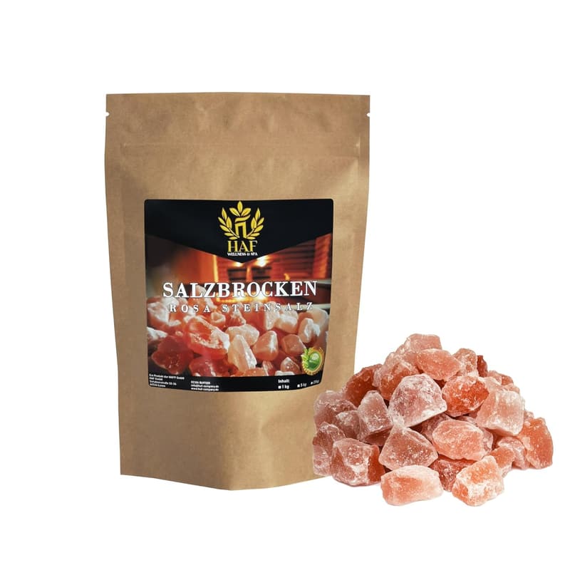 Naturbelassene rosa Salzbrocken 1 kg aus der Salt Range, Größe 2-5 cm