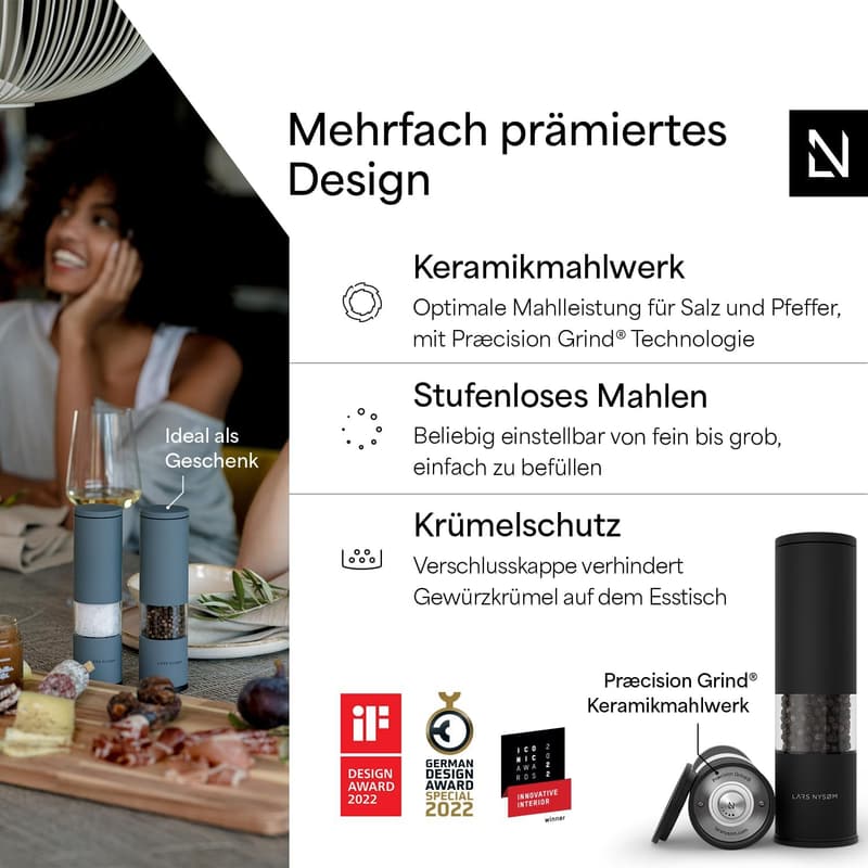 Manuelles 2er Set Salz- und Pfeffermühle mit einstellbarem Keramik-Mahlwerk