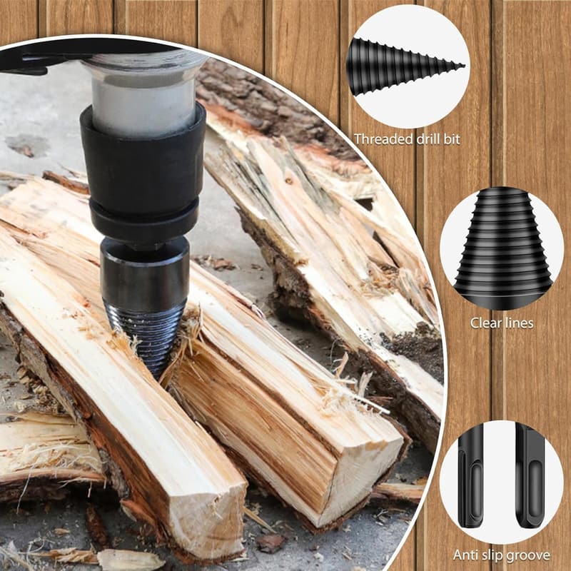 Holzspalter-Bohresatz 45mm+32mm mit 4 Bohrgriffen für Brennholz