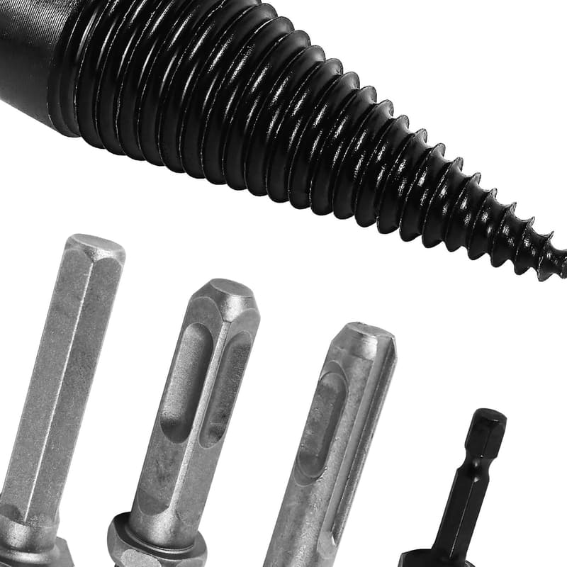 Brennholzspaltbohrer Set 42mm & 32mm aus Kohlenstoffstahl, inkl. Griffe und Fäustlinge