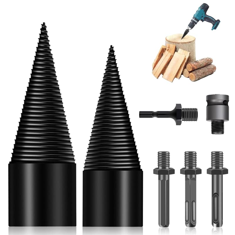 Holzspalter Set mit Bohrkegel 45mm & 32mm – für Bohrmaschine & Akkuschrauber
