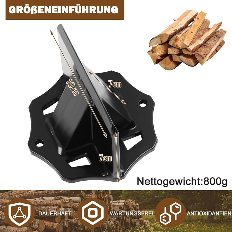 Tragbarer Holzspaltkeil aus Kohlenstoffstahl für Anzündholz (800g)