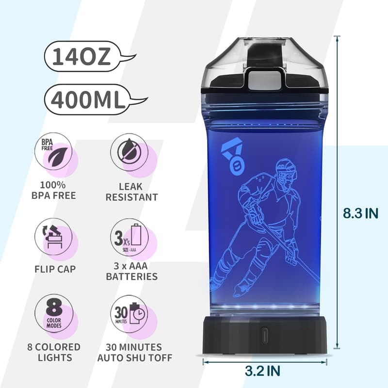3D Hockey Spieler Wasserflasche 14oz - Geschenk für Kinder