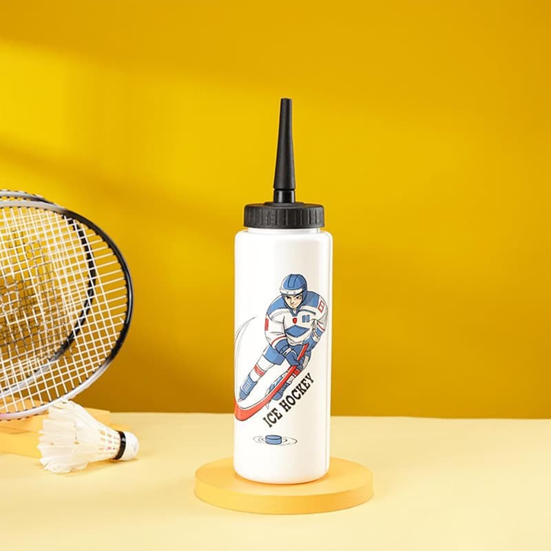 Eishockey Trinkflasche 1l mit langem Strohhalm, auslaufsicher für Sportler