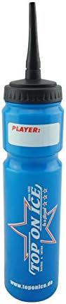 Hockey-Trinkflasche mit langem Halm, 1,0L, silberfarben