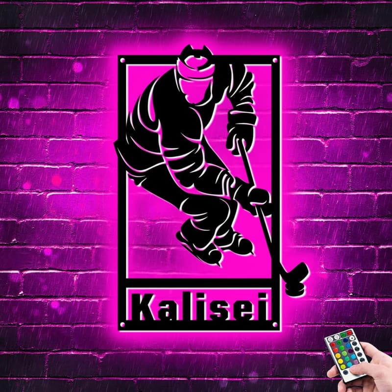 Personalisierte Hockey LED-Lampe mit Namen – Geschenk für Kinder