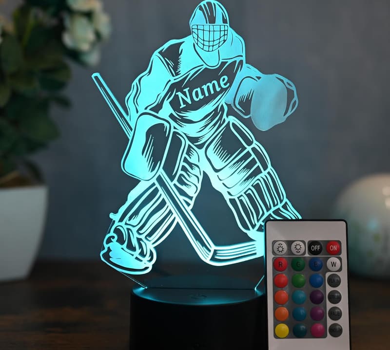 Personalisierte Eishockey Torwartlampe – LED Nachtlicht für Kinder