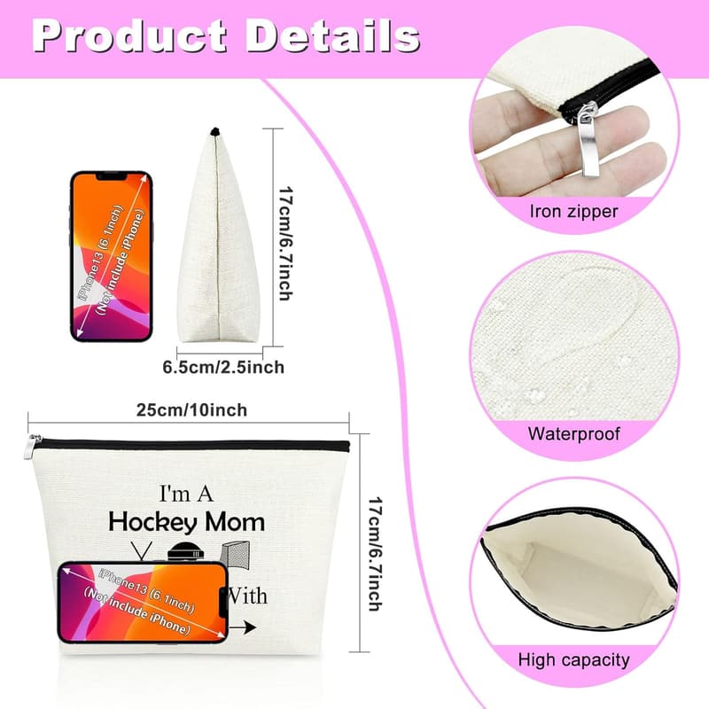 Eishockey-Geschenkset: Make-up-Tasche für Hockey-Mütter, 2 Stück