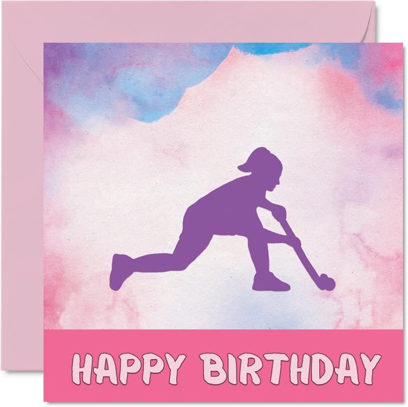 Hockey-Geburtstagskarte für Mädchen, 145 mm x 145 mm