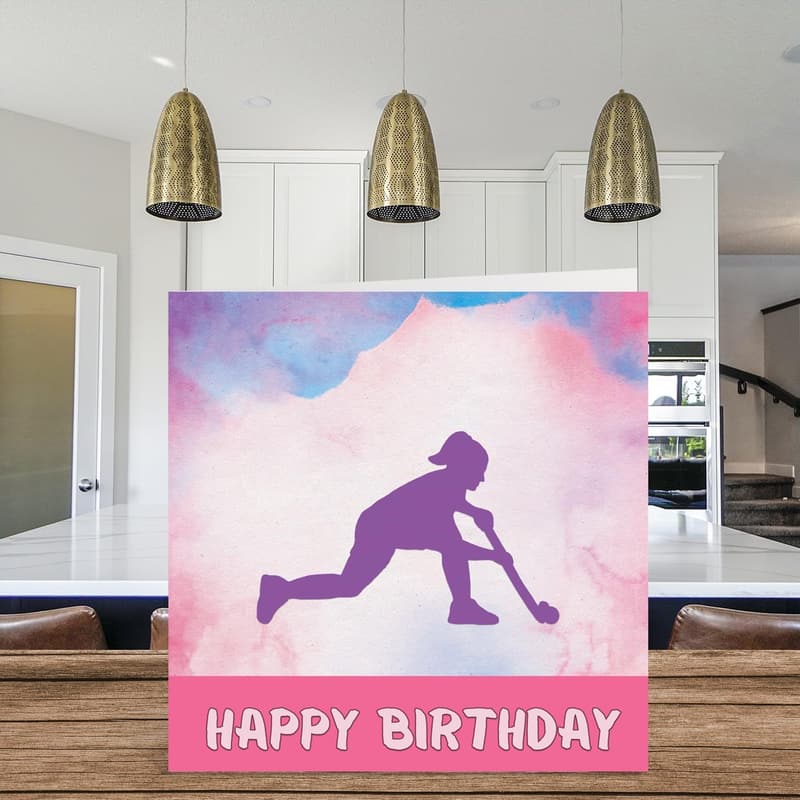 Hockey-Geburtstagskarte für Mädchen, 145 mm x 145 mm