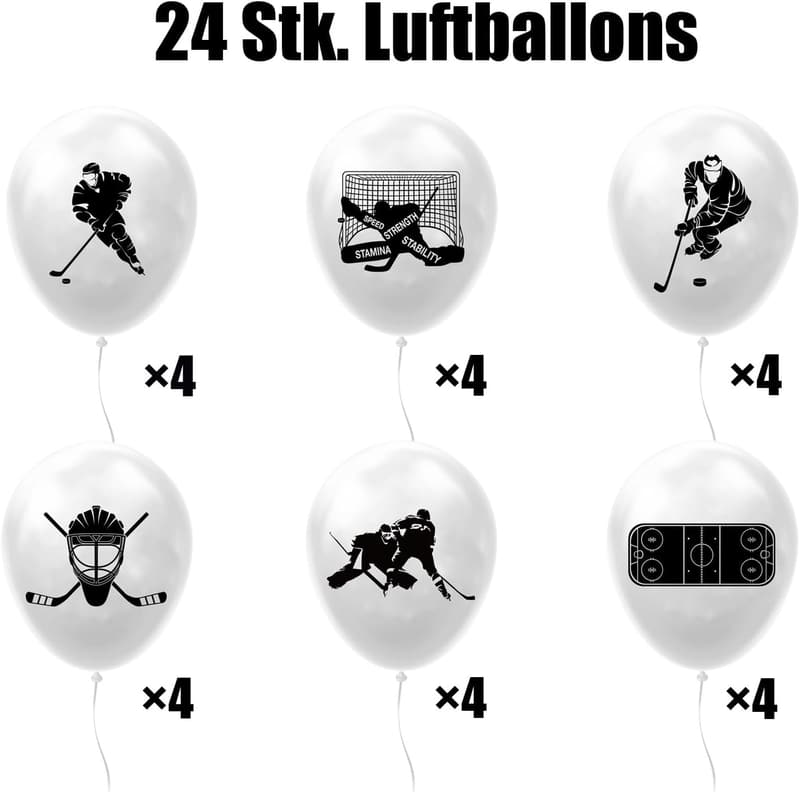 Eishockey Luftballons – 24 Stück für Jungen Kindergeburtstag Deko