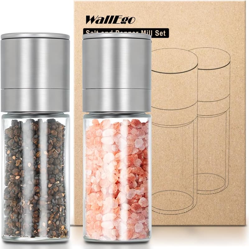 Verstellbare Mini Salz- und Pfeffermühle im 2er Set für Küche und Camping