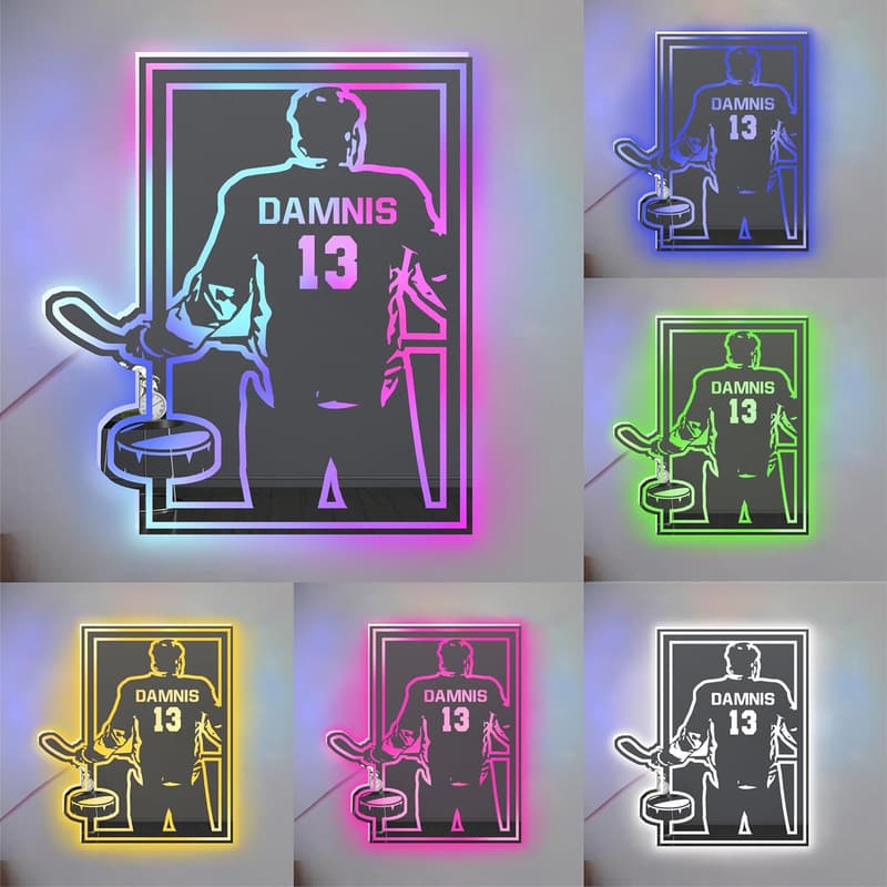 Personalisierte LED Hockey Wandkunst für Männer und Jungen