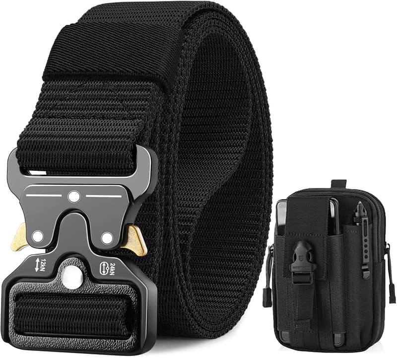 Taktischer Gürtel 3,8 cm aus Nylon mit Schnellverschluss und Molle-Beutel