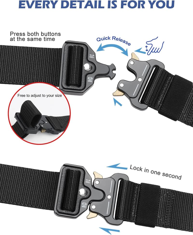 Taktischer Gürtel 3,8 cm aus Nylon mit Schnellverschluss und Molle-Beutel