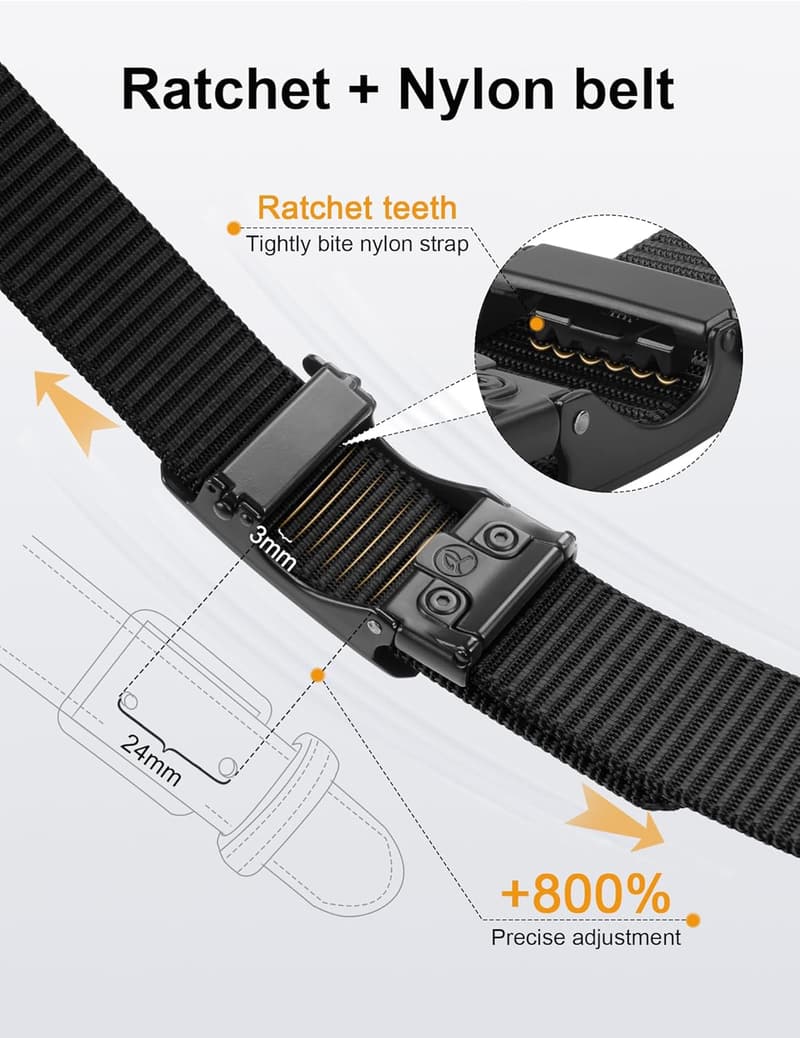 JUKMO Automatikgürtel aus Nylon für Herren, 3,8 cm breit
