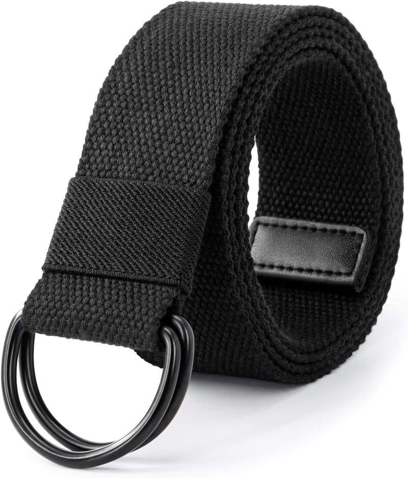 Stufenlos verstellbarer Gürtel aus Canvas für Damen und Herren, schwarz