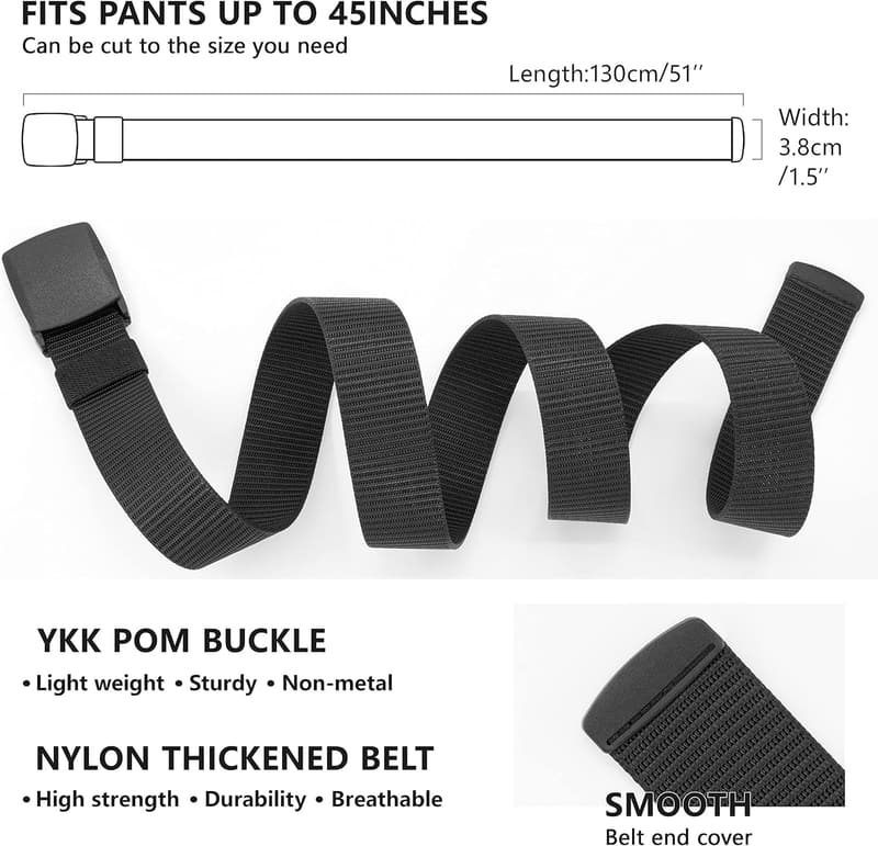 Verstellbarer Nylon-Arbeitsgürtel für Herren – flughafensicher, ohne Metallschnalle
