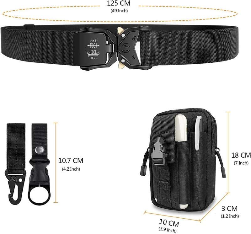 Taktischer Herren-Gürtel 3,8 cm mit Molle Beutel und Wasserflaschenclip