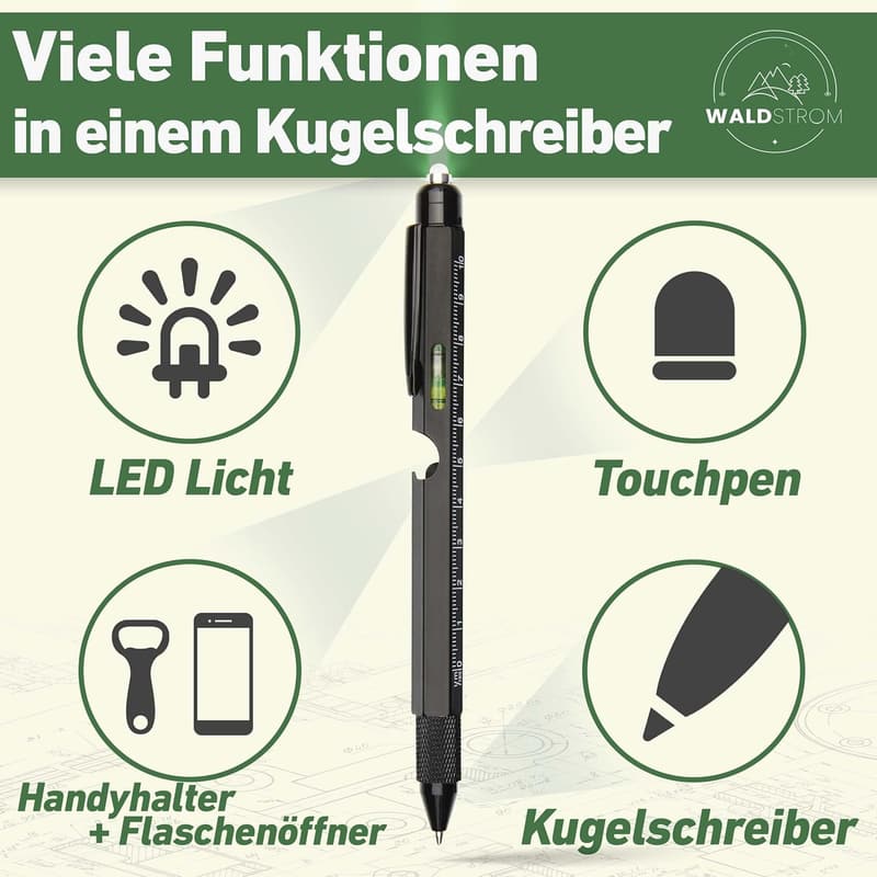 9-in-1 Taktischer Kugelschreiber mit Licht und Werkzeugen für Männer