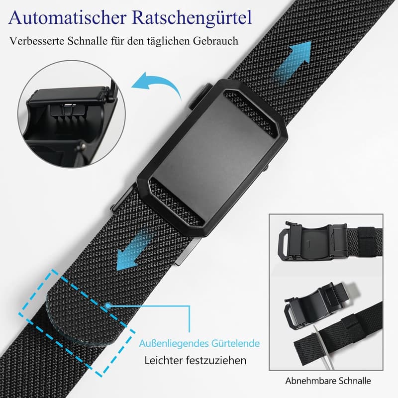 Verstellbarer elastischer Ratschen-Gürtel mit automatischer Schnalle, 70-125 cm
