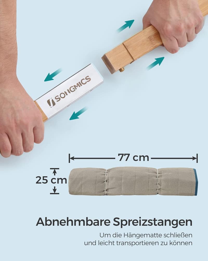 Gepolsterte Outdoor-Hängematte für 2 Personen mit Kissen, 200 x 140 cm