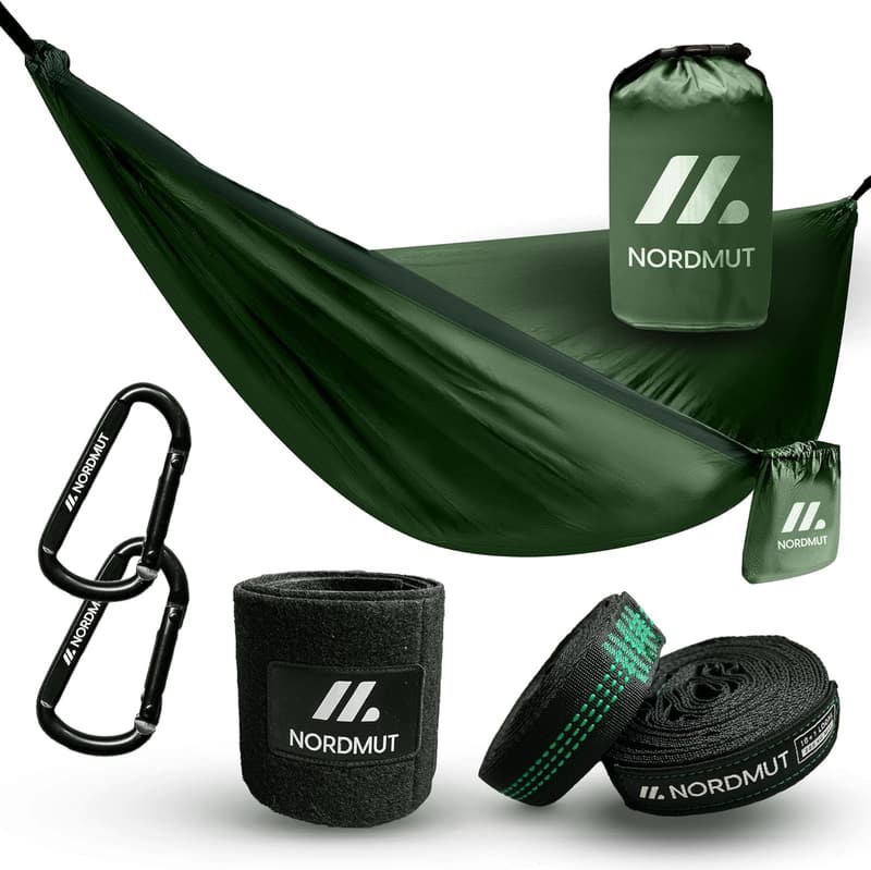 Wetterfeste Camping-Hängematte für 2 Personen mit Befestigungs-Set, 300 kg max. Belastbarkeit