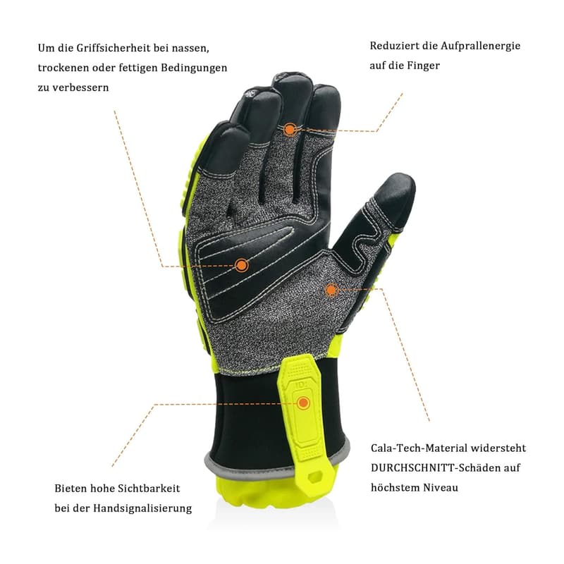 Schutzhandschuhe für Arbeit mit Schnitt- und Durchstichschutz, grün, Größe L