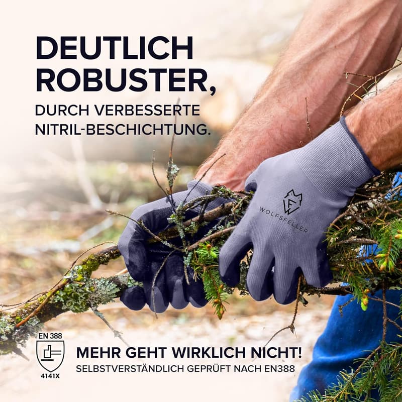 Robuste Arbeitshandschuhe für Herren und Damen - 5 Paar Nitril-Beschichtung