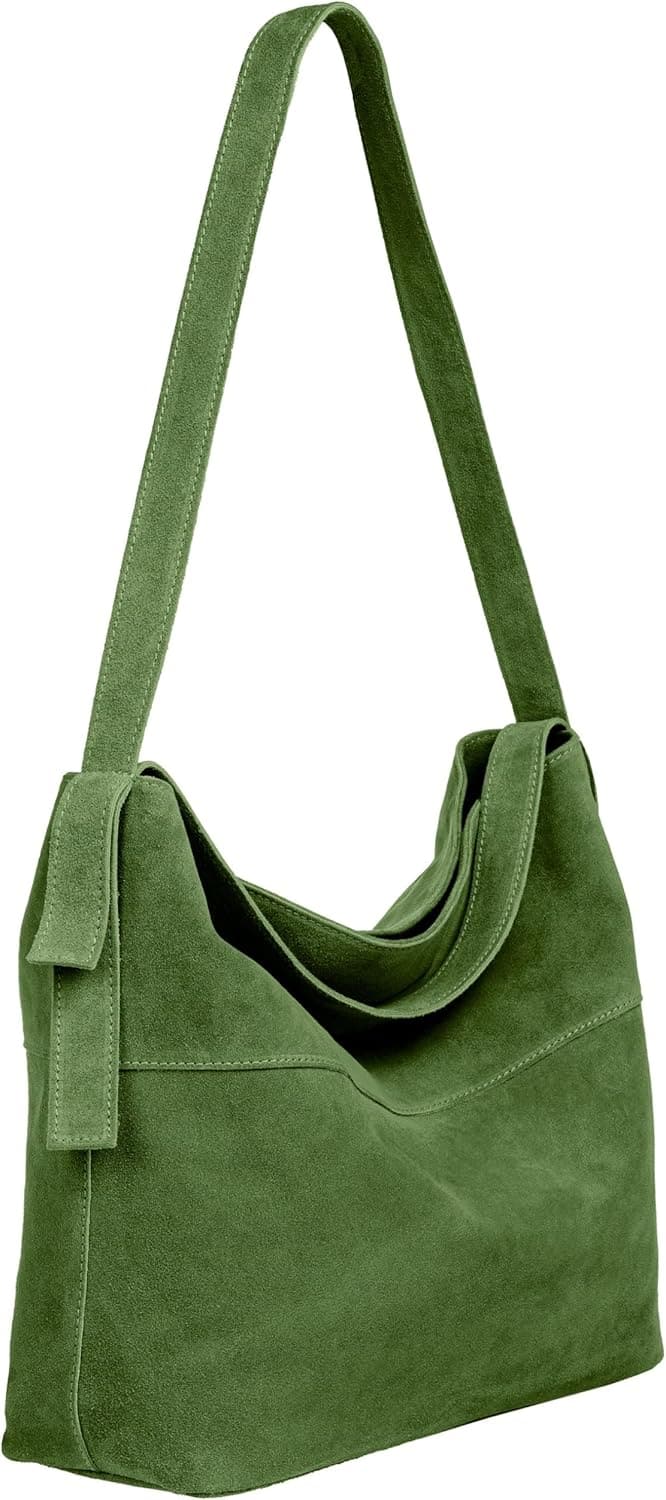 Vintage Wildleder Schultertasche für Damen - Premiumqualität, Made in Italy