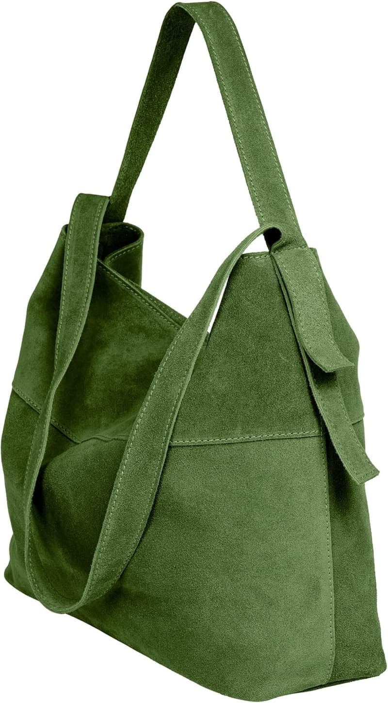 Vintage Wildleder Schultertasche für Damen - Premiumqualität, Made in Italy