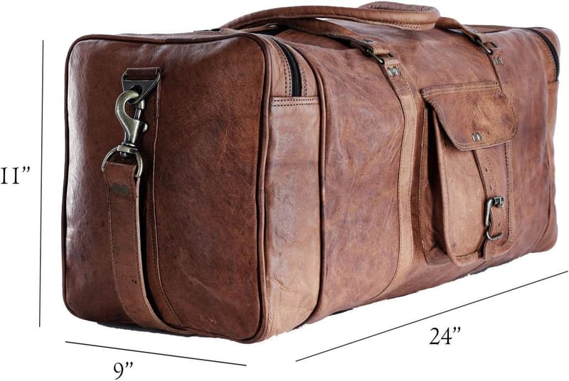 Leder Reisetasche für Damen und Herren, quadratisch, braun, 116L