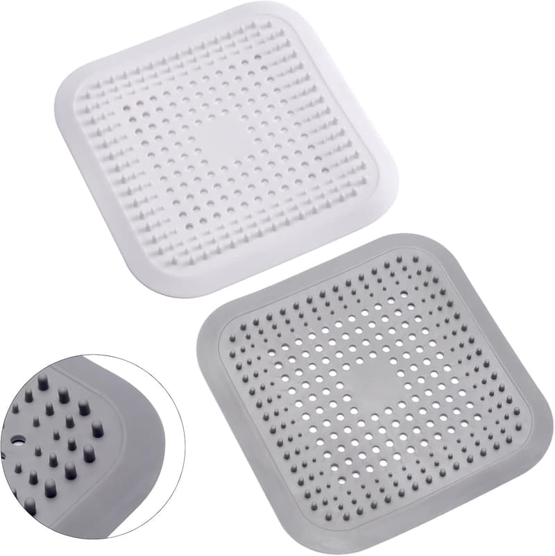 Silikon Abflusssieb mit Saugnapf für Dusche und Waschbecken (2er Set)