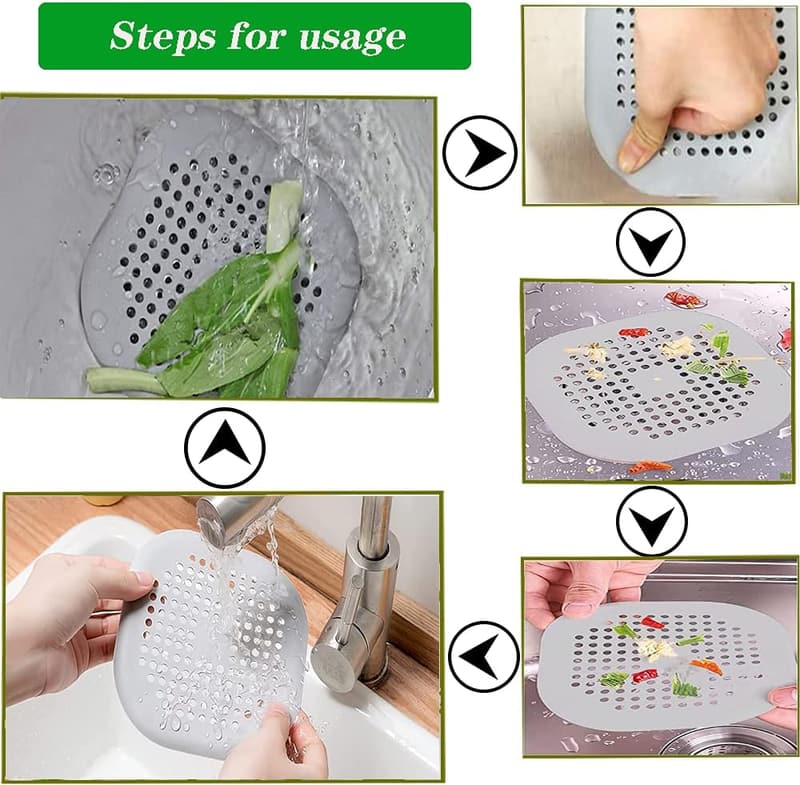 2er Set Silikon Abflusssiebe für Badewanne und Dusche, grau