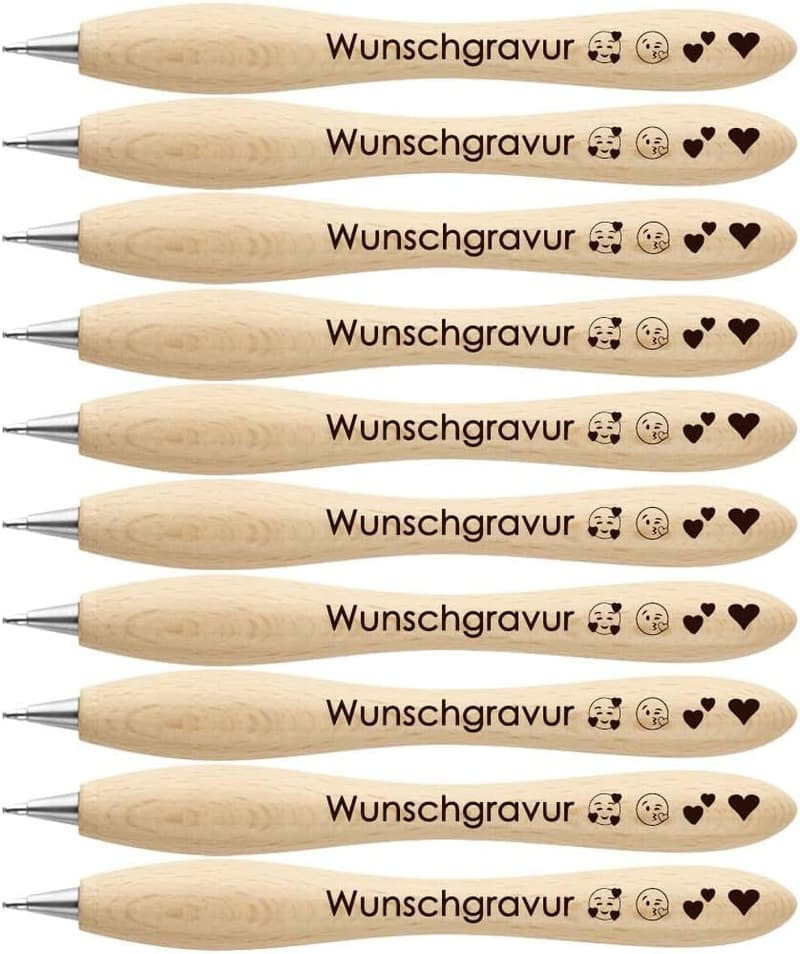 Personalisierte Holz-Kugelschreiber mit Gravur für Werbezwecke (50 Stück)