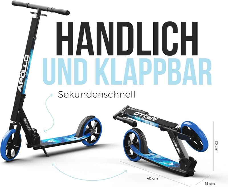 Apollo Phantom Pro City Scooter - Faltbarer Tretroller für Erwachsene und Kinder