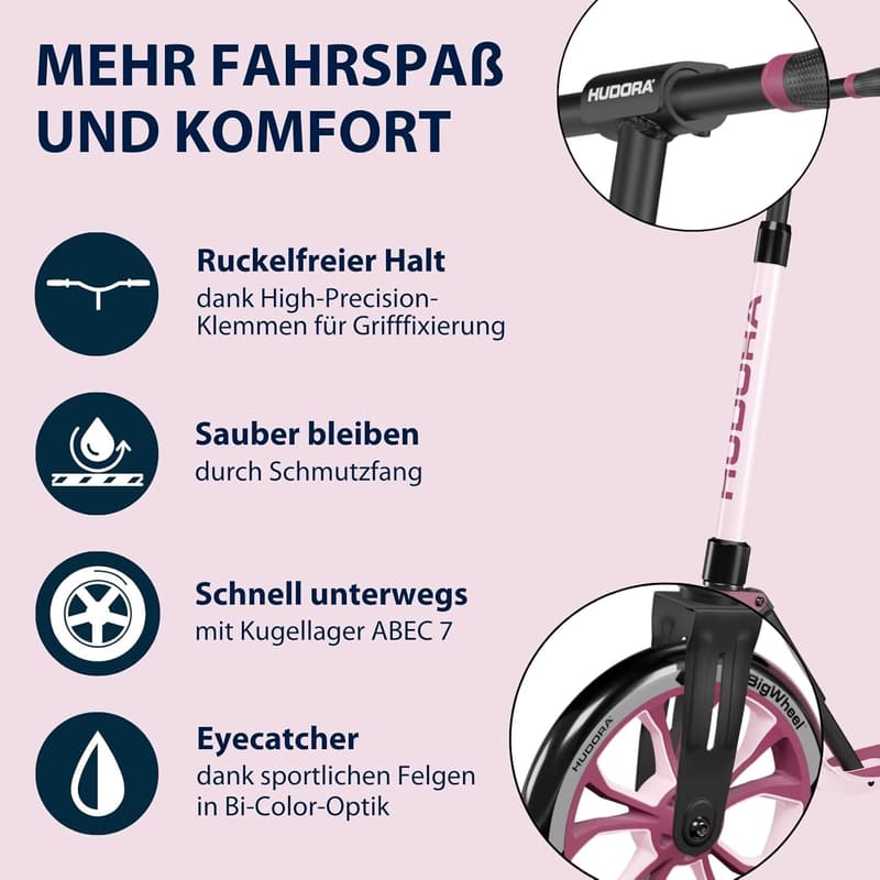HUDORA BigWheel 205 - Höhenverstellbarer Aluminium-Roller bis 100kg