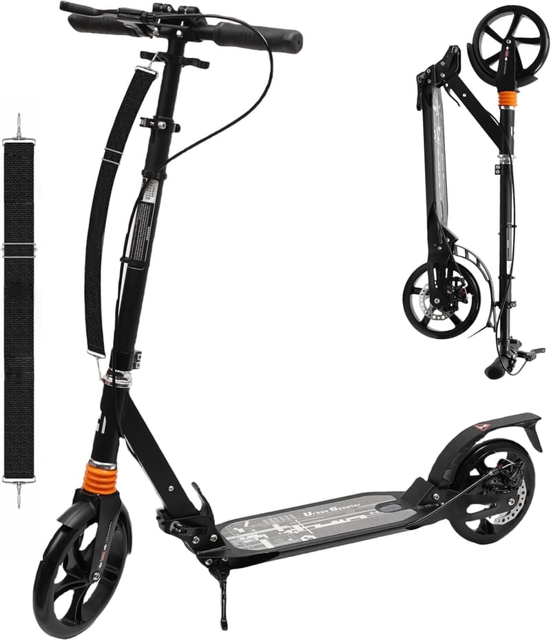 Stabiler Aluminium Tretroller für Erwachsene - Zusammenklappbar, 200mm Räder, 100kg belastbar