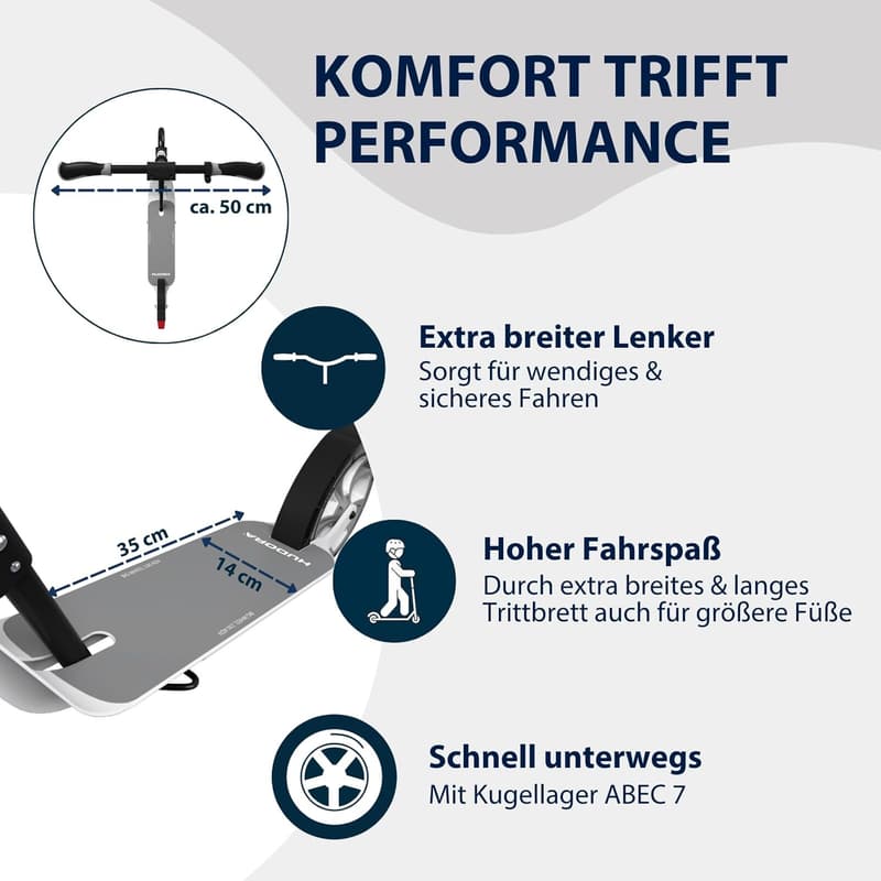 HUDORA BigWheel 230 Scooter - Stabiler Aluminium-Roller bis 120kg