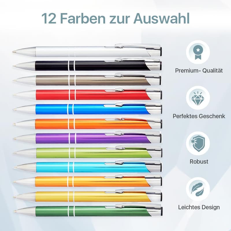 Personalisierter Kugelschreiber mit Gravur für Hochzeit & Büro (Schwarz)