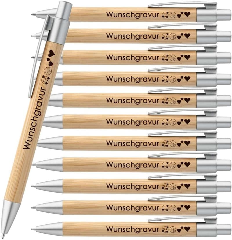 Bamboo Kugelschreiber mit Wunschgravur - umweltfreundlich, 25er Set