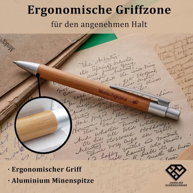 Bamboo Kugelschreiber mit Wunschgravur - umweltfreundlich, 25er Set