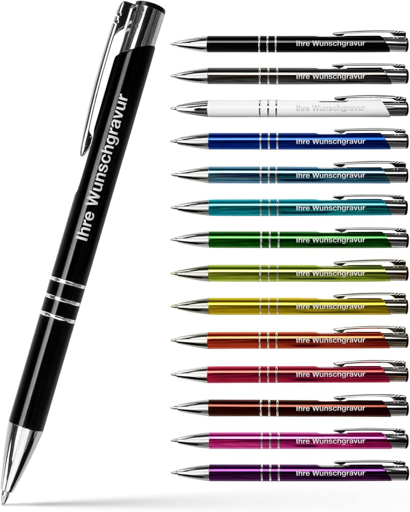 Personalisierte Metall-Kugelschreiber mit Gravur - 25er Set in 14 Farben