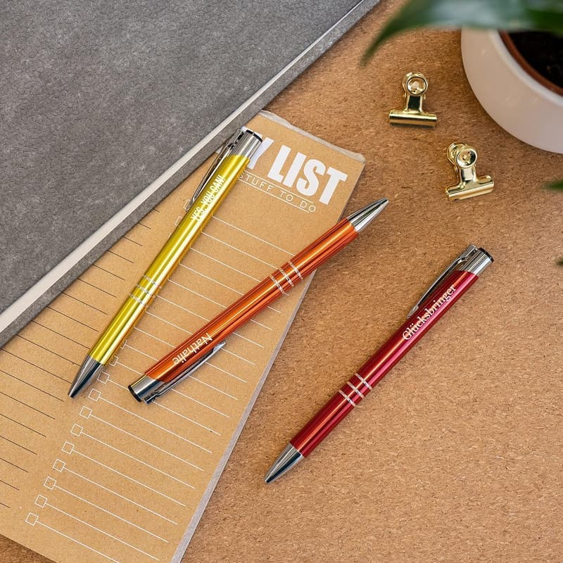 Personalisierter DTF Kugelschreiber mit Gravur - 13 Farben, 10er Set