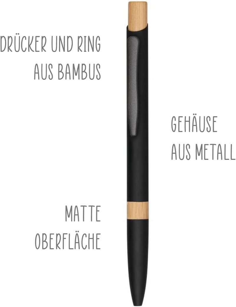 Personalisierter Kugelschreiber aus Metall und Bambus mit Gravur für Männer und Frauen