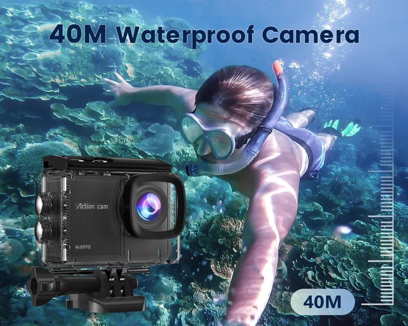 4K Action Cam mit 64GB, 8X Zoom, 48MP und EIS Bildstabilisierung