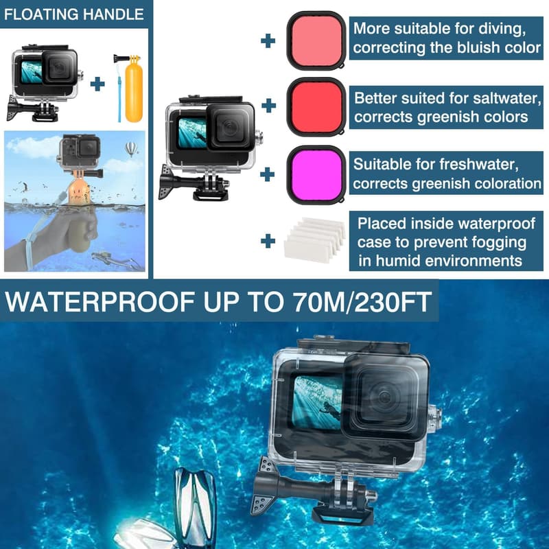 Wasserdichtes Gehäuse für GoPro Hero 13 – Schnorcheln & Outdoor-Schutz